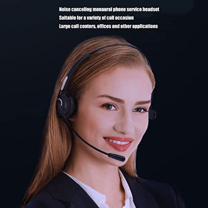 Corded Telephone Headset, Single Ear Phone Headset with Noise Cancellation Microphone, Headband and 330 Degree Rotatable Ear Plate for Customer Service, Multimedia
