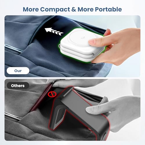 Travel Charger for Multiple Devices: 15W 3-in-1 Foldable Magnetic Wireless Charging Station for MagSafe-Compatible iPhone 17 17e 16 15 14 13 12 Pro Max, Watch & AirPods-Sleek Portable Design, White