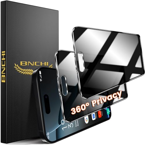 2 Pack 4 Way 360° Privacy Screen Protector for iPhone 16 Pro 6.3-Inches, Horizontal and Vertical All Around Anti-Spy 9H Tempered Glass Film, Scratch Resistant, Zero Bubbles, Face ID Sensitive