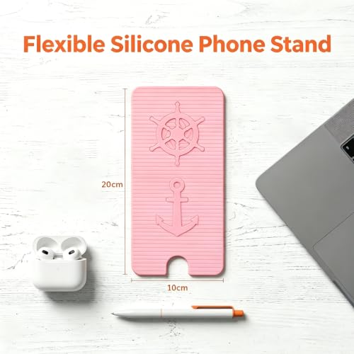 Silicone Foldable Phone Stand for Desk, Adjustable Bendable Cell Phone Holder with Aluminum, Anti Slip Rollable Multi Angle Desktop Stand for Tablet Laptop, Portable Accessories for Office Travel Home