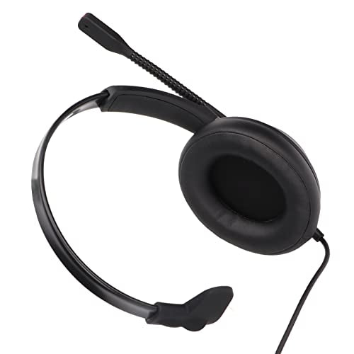 ciciglow Single Sided Ear Headphone, ENC Noise Reduction Business Headset 3.5mm Volume Adjustment Monaural Telephone Headset with Mic for Home Call Center