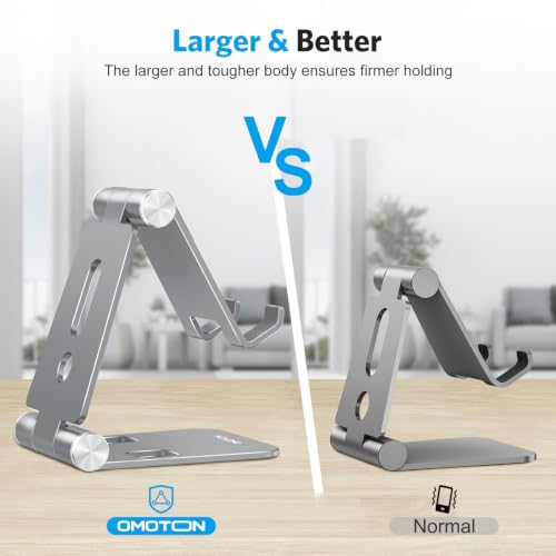 OMOTON Foldable Cell Phone Stand, C4 Portable Aluminum Phone Holder - color: Grey