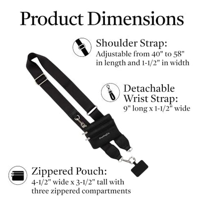 Save the Girls Clip & Go Phone Lanyard with Wallet Pouch, Chevron - color: Chevron Black/White Strap