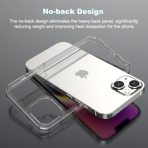 for iPhone 14/13 Clear Bumper Frame No-Back Case, Thin Ultra-Light Anti-Yellowing Transparent Protection Heat Dissipation Bezel Phone Cover Case 6.1" - color: Clear, size: iPhone 14/13