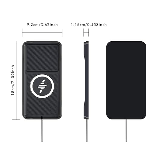 Wireless Car Charger Pad with 20W Car Adapter, 15W Fast Wireless Charging Pad for Car Dashboard Console, Non Slip Phone Charger Compatible with iPhone 17/16/15/14/13/12, Samsung Galaxy, AirPods - color: Black---100cm Cable