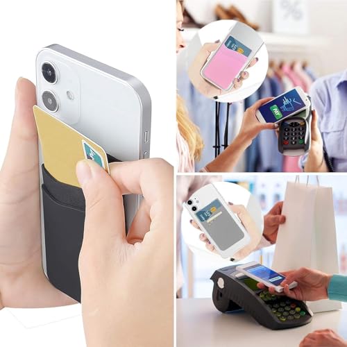 SS Phone Wallet, Phone Card Holder Pocket Pouch Stick on for Phone Cases Silicone Double Pockets Suitable for iPhone, Android, Samsung Galaxy 3 Pack - color: Black Pink White