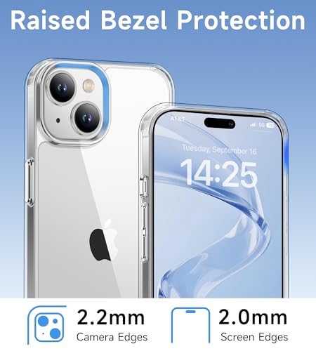 USLAI Case for iPhone 15 Plus, Anti-Yellowing, Crystal Clear Back, Shockproof & Military‑Grade Drop Protection - Transparent - color: Clear, size: iPhone 15 Plus