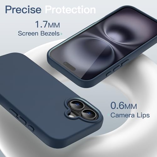 JETech Silicone Case for iPhone 16, Navy Blue | Silky Soft Touch, Shockproof Protection, Scratch Resistant, Microfiber Lining - color: Navy Blue, size: iPhone 16