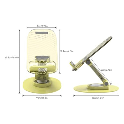 Foldable Desktop Phone Holder, Phone Holder on Desk Compatible with iPhone15, 14, 13 Pro Max Mini, Suitable for 3.5-12.9 inch Phones and Tablet Computer. (Yellow) - color: Yellow