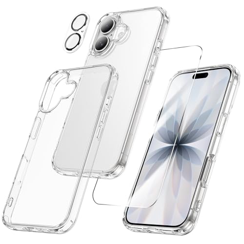 Maxdara for iPhone 17 Case Clear | 3 in 1, with Front Tempered Glass Screen Protector & Camera Lens Protector, Anti-Yellowing Cover for iPhone 17 6.3 Inch - color: A-Clear, size: for iPhone 17