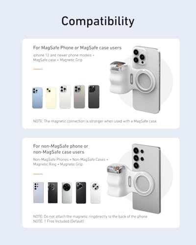 TELESIN Fun Shot Zoom Magnetic Phone Camera Grip for iPhone/Magsafe/Android - color: Matte White