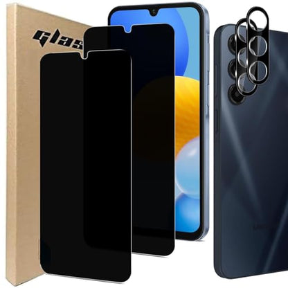 [2+2 Pack] Privacy Screen Protector for Samsung Galaxy A16 / A17 5G 6.7 inch, Tempered Glass Saver With Camera Lens Protector, Anti Spy Anti Scratch Shatterproof Black Film Shield for Galaxy A16 A17 - size: A16/A17