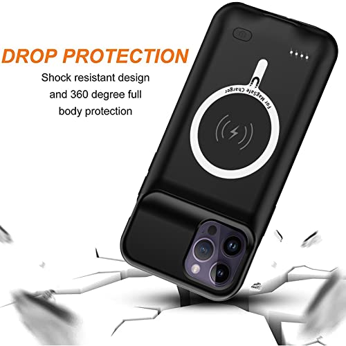 Battery Case for iPhone 14 Pro Max,Upgraded 10800mAh Rechargeable Portable Protective Extended Charger Case Wireless Charging Compatible with iPhone 14 Pro Max (6.7 inch) Charging Cover& Carplay-Black - size: iPhone 14 Pro Max (6.7 inch)