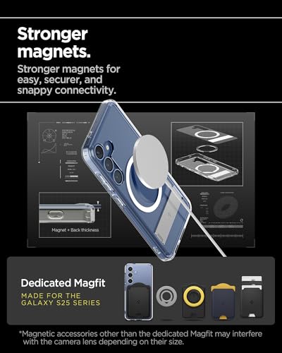 Spigen for Galaxy S25 Case, Ultra Hybrid S MagFit [Kickstand] [Compatible with MagSafe] [Fast Wireless Charging] (2025) - Clear White - size: Galaxy S25