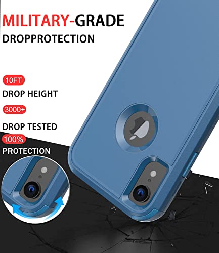 Diverbox for iPhone Xr Case [Shockproof] [Dropproof] [Dust-Proof],Heavy Duty Protection Phone Case Cover for Apple iPhone XR - color: Blue-3in1