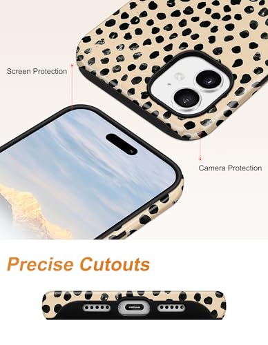 Jusy Magnetic Cheetah Phone Case for iPhone 16 Pro Max,Polka Dot | Compatible with MagSafe,Cute Aesthetic Tortoise Shell Design,TPU and PC Protective Shockproof Cover - color: Polka Dot