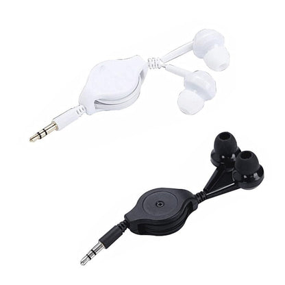 2 Pack Retractable Earbuds Wired Earphone Portable 3.5mm Plug Stereo in-Ear Headphone Wiring Ear Buds for Computer PC Tablet Phone Airplane Airline Flight Fly Trip Plane Laptop MP3 Player