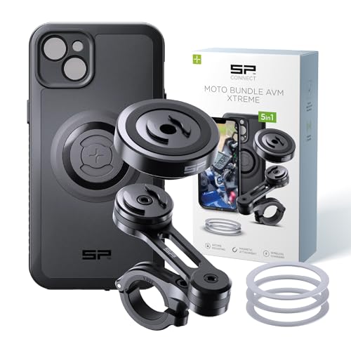 SP CONNECT Moto Bundle II AVM Xtreme | SPC+ |Compatible with iPhone 14 Plus | Phone Mount for Motorcycle | Motorcycle Phone Holder | Handlebars - style: for iPhone 14 Plus