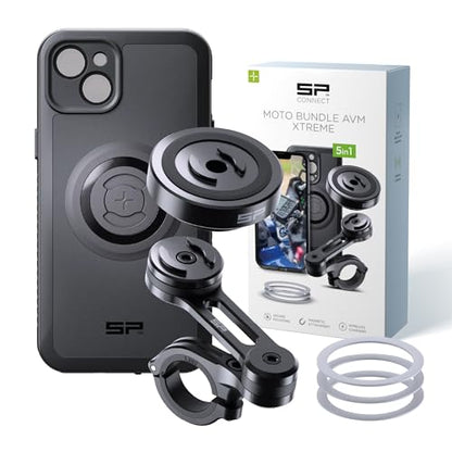 SP CONNECT Moto Bundle II AVM Xtreme | SPC+ |Compatible with iPhone 14 Plus | Phone Mount for Motorcycle | Motorcycle Phone Holder | Handlebars - style: for iPhone 14 Plus