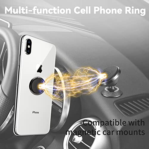Metal Cell Phone Ring Holder Finger Ring Stand, 360 Degree Rotation Ring Kickstand Grip Holder for Magnetic Car Mount, Black - color: Black