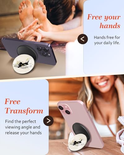 Magnetic Phone Grip, Cute Finger Grip Phone Stand, Black Cat - color: Black Cat