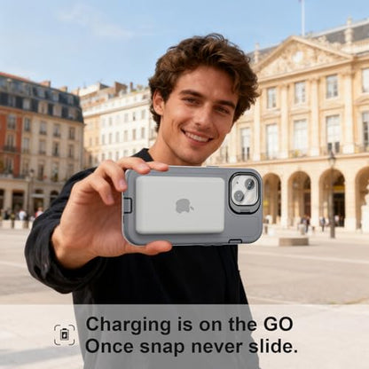 Follaroma for iPhone 13 Case with Stand & Built-in Camera Cover, MagSafe Compatible, Heavy-Duty Shockproof Protection, Magnetic & Rugged Phone Cover for iPhone 13 6.1'', Grey - color: Grey