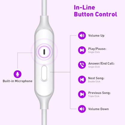 Wired Earbuds 3.5mm Headphones with Mic for Laptop PC Chromebook,Purple - color: Purple