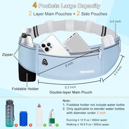 Water Resistant Fanny Pack for Men Women with Bottle Holder, Blue - color: 08-Baby Blue