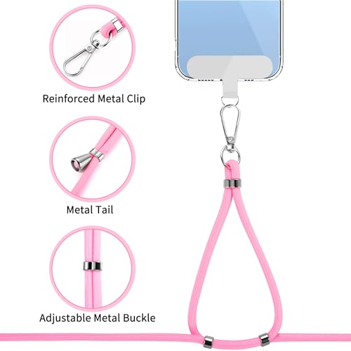 CACOE Phone Lanyard, Light Pink, 2 Pcs - color: Light Pink, size: 30"（Neck Strap×1）+8"（Wrist Strap×1）