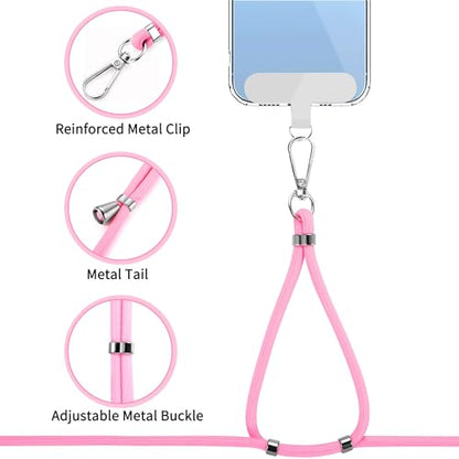 CACOE Phone Lanyard, Light Pink, 2 Pcs - color: Light Pink, size: 30"（Neck Strap×1）+8"（Wrist Strap×1）