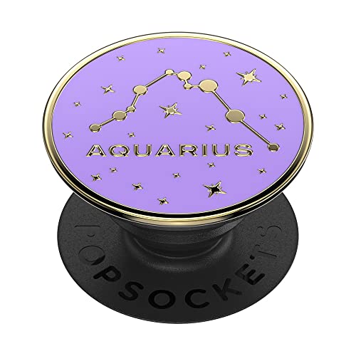 PopSockets Phone Grip with Expanding Kickstand, Adhesive Grip, Enamel - Zodiac Aquarius - color: Aquarius