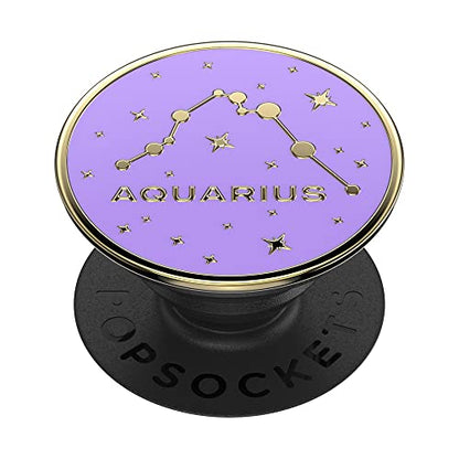 PopSockets Phone Grip with Expanding Kickstand, Adhesive Grip, Enamel - Zodiac Aquarius - color: Aquarius