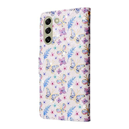UEEBAI Wallet Case for Samsung Galaxy S22 5G, PU Leather Phone Case Kickstand RFID Blocking Flip Case Card Slots Wrist Strap Relief Engraved Pattern Magnetic Closure Flower Folio Case, Butterfly - color: Butterfly, size: Samsung Galaxy S22 5G