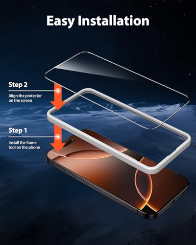 Mkeke Screen Protector for iPhone 16 Pro Max 6.9" 3 Pack 9H+ Tempered Glass | [Military-Grade Drop Protection][Easy Installation Frame] HD Clear, Anti-Scratch, Bubble Free - size: for iPhone 16 Pro Max 6.9"