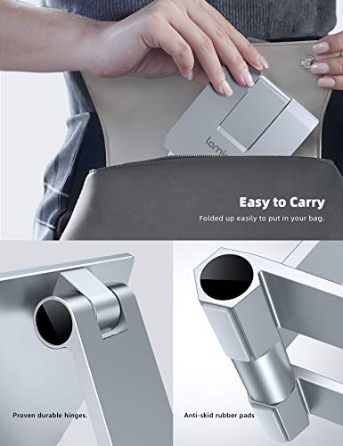 Lamicall Aluminum Metal Adjustable Cell Phone Stand Desk - Heavy Duty Foldable Desktop Phone Holder, for iPhone 17 16 15 14, Plus, Pro, Pro Max, 13 12 Plus, Galaxy S26 25, 4-11'' Sliver - color: Light grey
