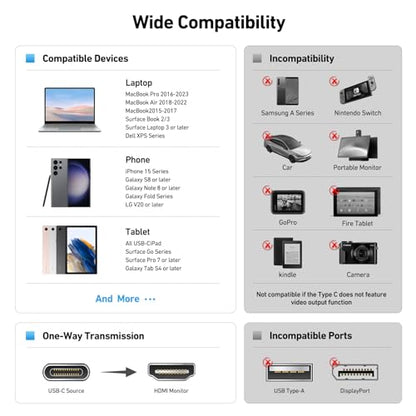 BENFEI USB C to HDMI 10 Feet Cable [4K@60Hz, Aluminum Shell, Nylon Braided], Thunderbolt 3/4/5 Compatible with iPhone 15 Pro/Max, MacBook Pro/Air 2023, iPad Pro, Surface Book 2, Galaxy S23 and More - size: 10 Feet, style: 4K@60Hz