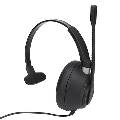 ciciglow Single Sided Ear Headphone, ENC Noise Reduction Business Headset 3.5mm Volume Adjustment Monaural Telephone Headset with Mic for Home Call Center