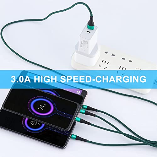 SIQIWO Multi Charger Cable 4 in 1, 2Pack 4FT 3A Fast Charging Cords