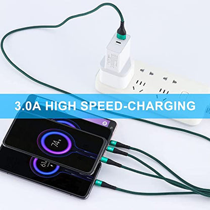 SIQIWO Multi Charger Cable 4 in 1, 2Pack 4FT 3A Fast Charging Cords