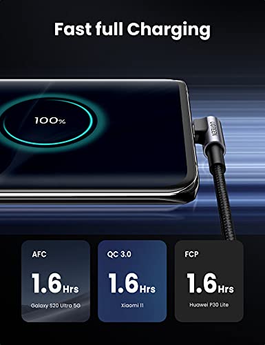 UGREEN Right Angle USB to USB C Cable, Fast Charging Cable, 10ft - size: 10FT