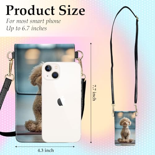 Small Crossbody Bags for Women Touchscreen Cell Phone Bag Cross Body Purses with adjustable Strap,Gifts For Teenage Girls - color: Poodle Dog in Meditation