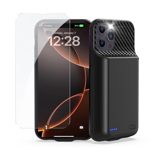 Battery Case for iPhone 12 ProMax ,13 ProMax, 14 ProMax, 14 Plus (6.7 inch) 2026 Upgraded High Capacity 13800mAh Battery Pack Rechargeable Charger Charging Case with Tempered Glass Screen Protector - size: iPhone 12 ProMax