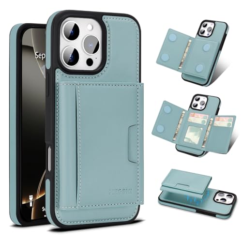 for iPhone 14 pro Wallet Case, 2-in-1 Detachable Phone Case, Card Holder RFID Blocking, Fashionable Faux Leather Card Slot & Folding Design (Blue 6.1'') - color: Blue, size: iPhone 14pro