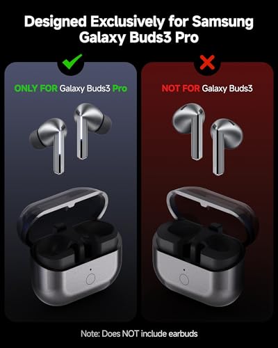 Wireless Charging Case for Samsung Galaxy Buds 3 Pro - Supports Wireless & Wired Charging, Replacement Charger Case with USB-C Cable (Earbuds Not Included)