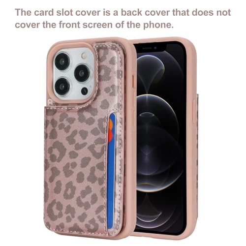 iCoverCase Compatible with iPhone 13 Pro Max Phone Case with Card Holder, Wallet Case for Women Men RFID Blocking PU Leather Protective Case 6.7 Inch (Rose Gold Leopard) - color: Rose Gold Leopard