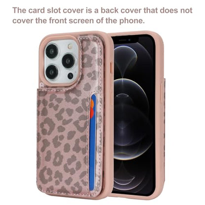 iCoverCase Compatible with iPhone 13 Pro Max Phone Case with Card Holder, Wallet Case for Women Men RFID Blocking PU Leather Protective Case 6.7 Inch (Rose Gold Leopard) - color: Rose Gold Leopard