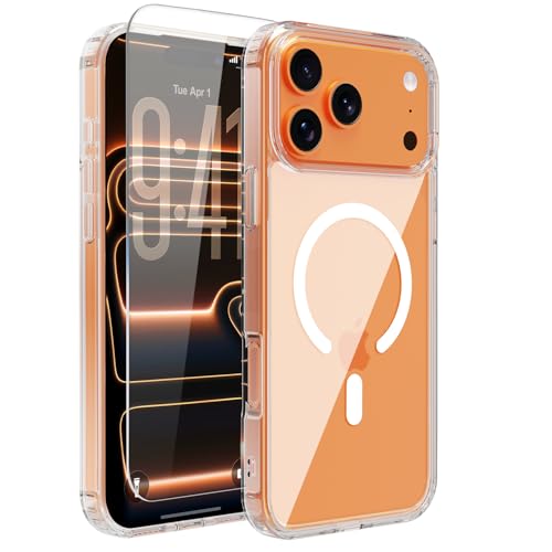 for iPhone 17 Pro Clear Case, Compatible with MagSafe, Magnetic Phone Case for 17 Pro, Shockproof Military-Grade Protection，Upgraded [Anti-Yellowing] (Transparent Magsafe, iPhone 17 Pro) - color: Transparent Magsafe, size: iPhone 17 pro