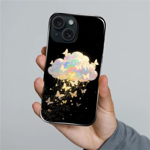 Case for iPhone 15 Plus, Shockproof Hybrid Protective Phone Case, Dual-Layer Drop Protection Anti-Scratch, Butterfly Cloud - color: Butterfly Cloud, size: iPhone 15 Plus