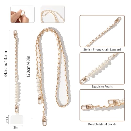 Cioatu Phone Lanyard Universal Crossbody Neck Strap with 2 Tether Tab, 1 Wrist Strap - color: White