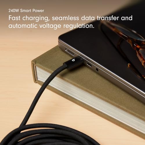 Beats 240W USB-C to USB-C Braided Cable, Fast Charging, Durable/Tangle Free, Compatible with Apple and Android Devices (3 m/10 ft) – Bolt Black - color: Bolt Black, size: 10 ft, style: USB-C to USB-C